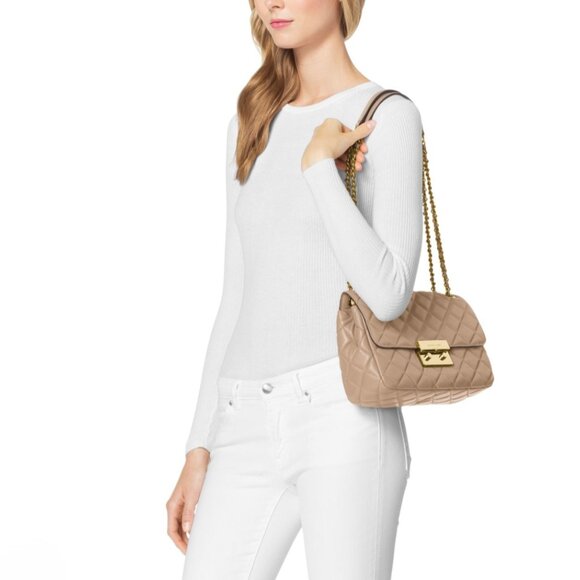 Michael Kors Handbags - Michael Kors Pink Quilted Messenger Convertible Crossbody/Shoulder Bag